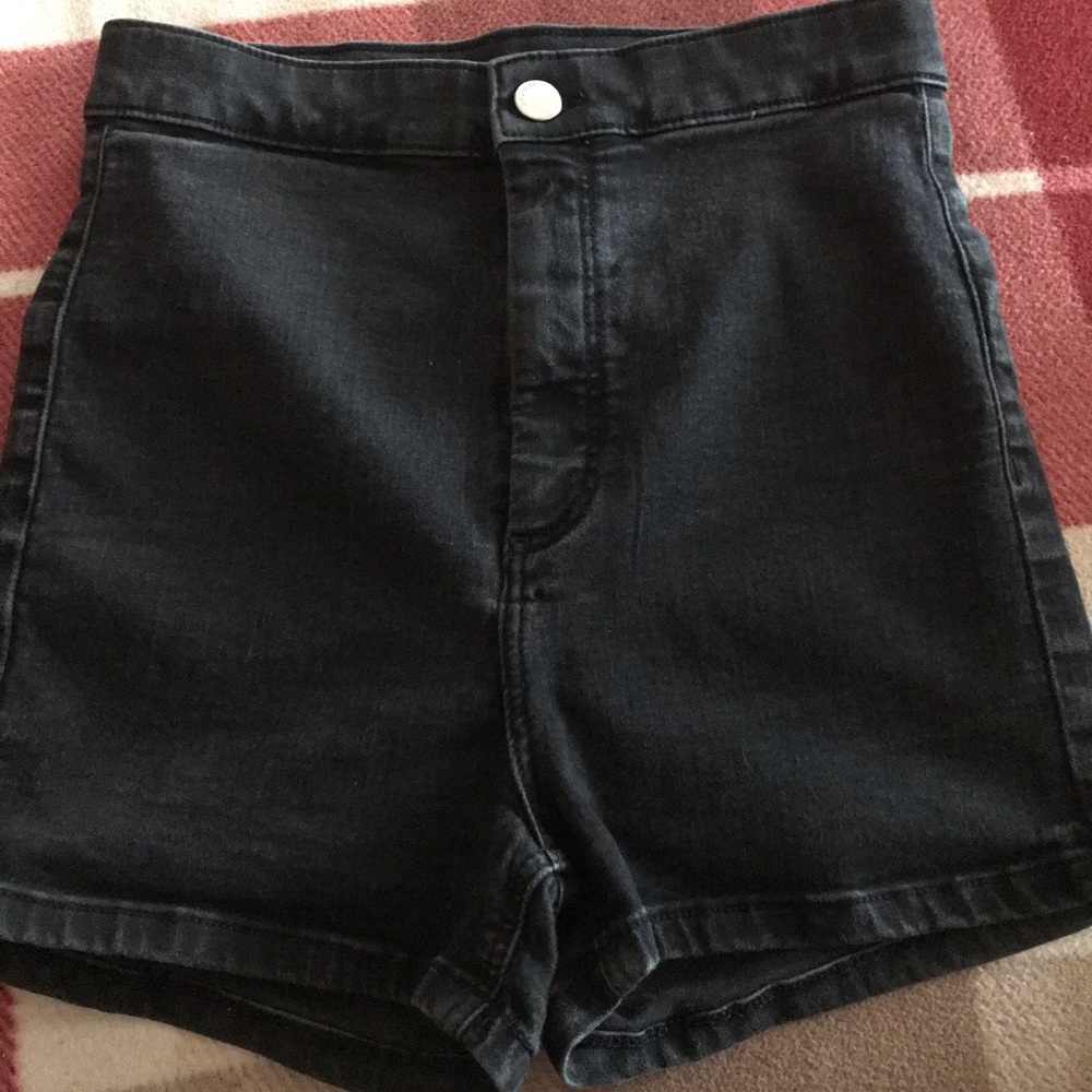 TopShop Black High-Waisted Denim Jegging Shorts